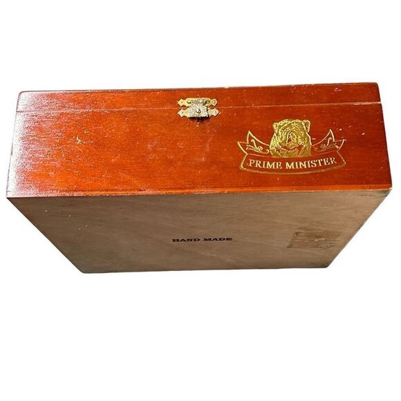 John Bull Brown Hand Made "Sir Winston" Prime Minister Cigar Storage Box 8x9 - Picture 6 of 11